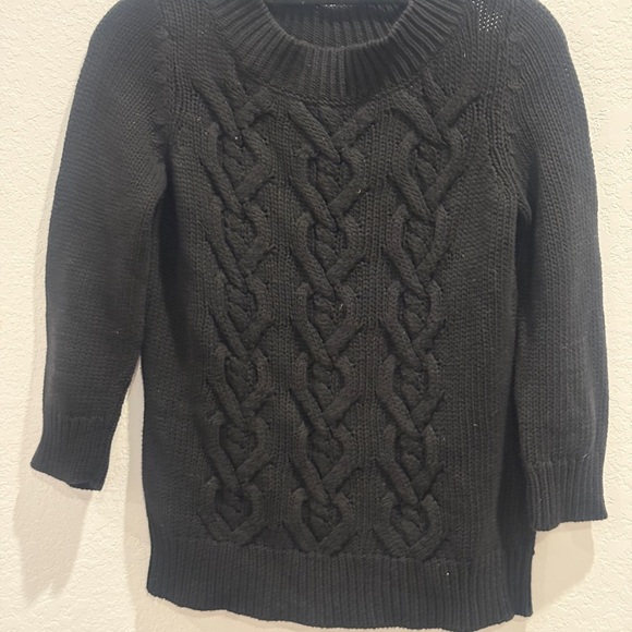 Talbots Black Crew Neck Cable Knit Sweater - Picture 1 of 7